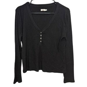 Faherty Freestyle Rib Henley in black Size Large